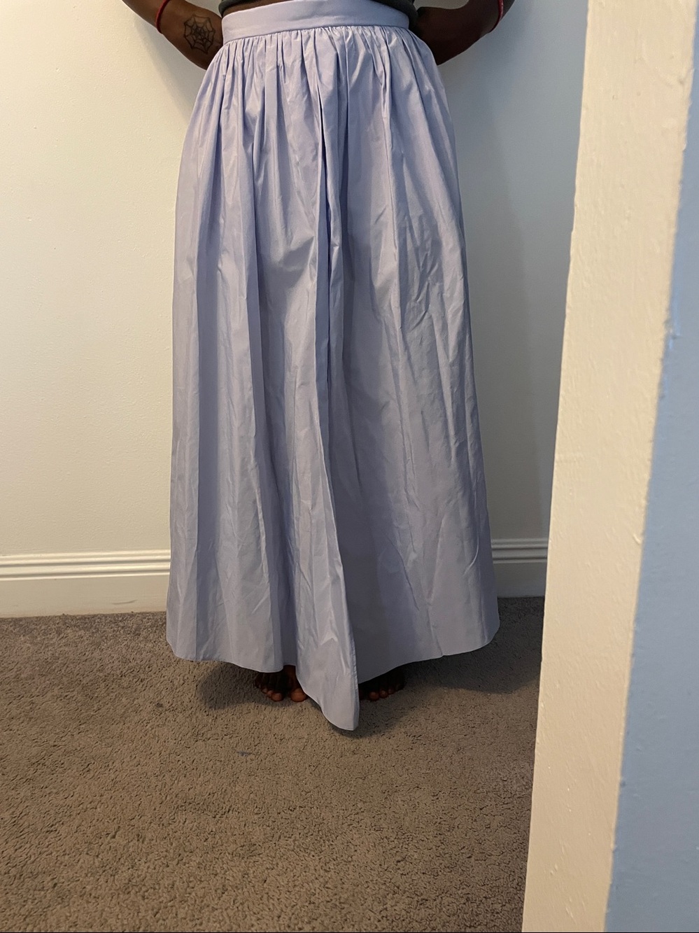 Maje Powder Blue A-Line Cotton Skort with pockets